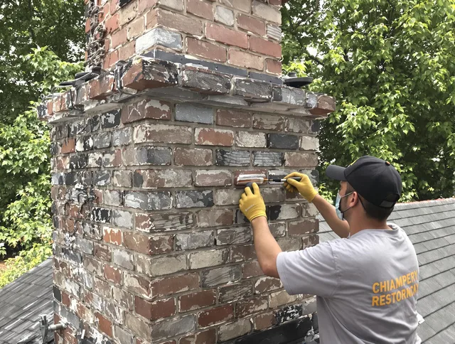 In-progress chimney restoration by Lynnfield Chimney Sweep in Lynnfield, MA
