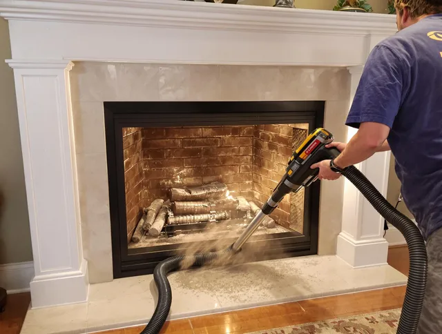 Fireplace cleaning performed by Lynnfield Chimney Sweep in Lynnfield, MA